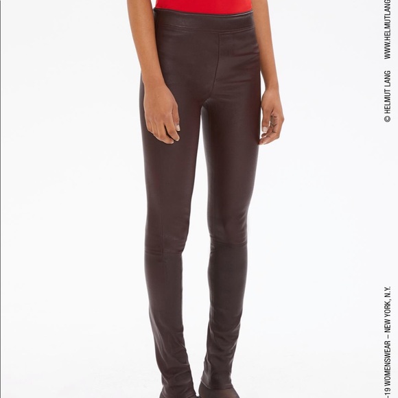 NWT Helmut Lang Leather Leggings in Merlot - Picture 5 of 8
